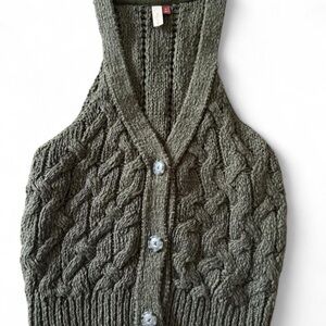 Women's Pilcro Cable Knit Sweater Vest - Olive Green